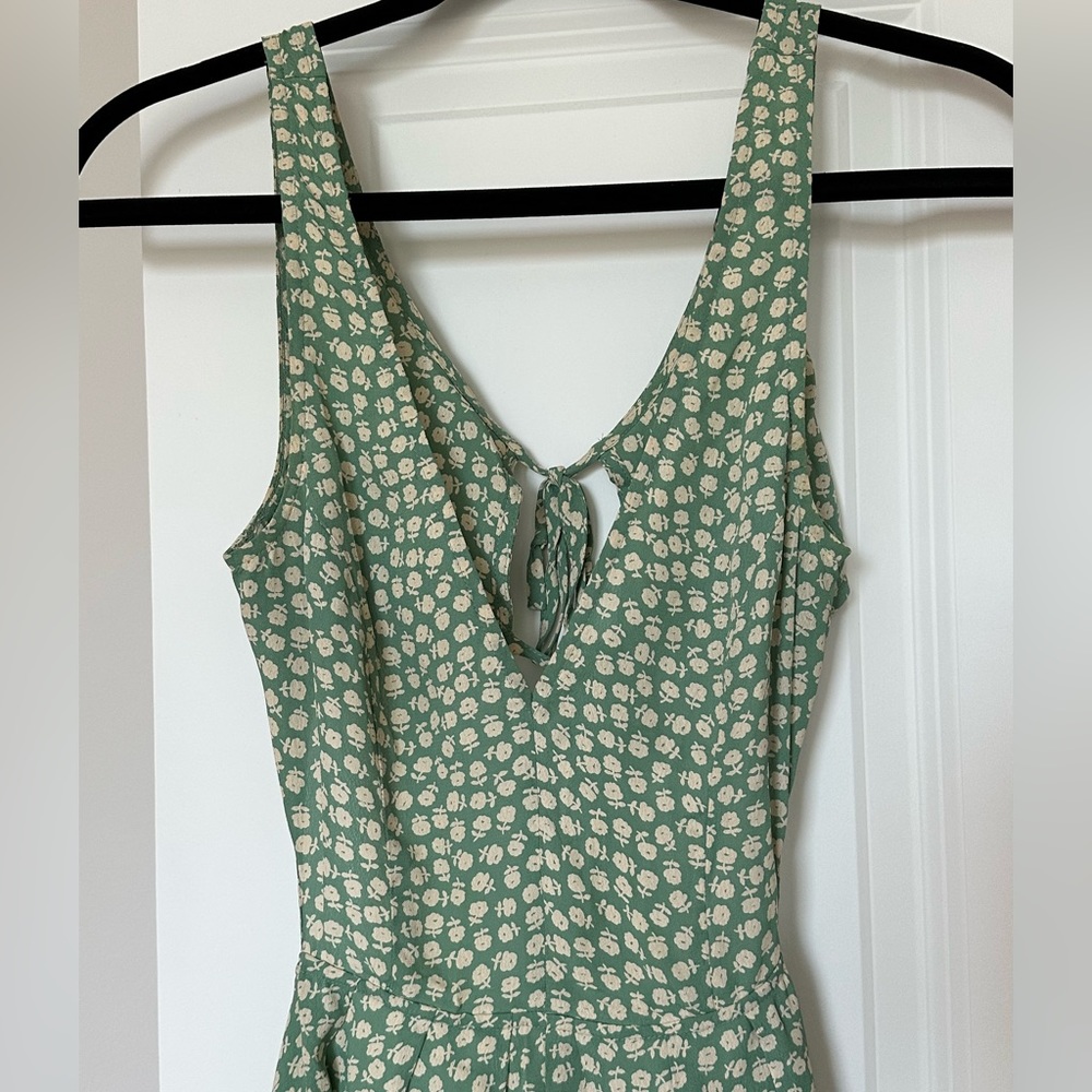 Reformation Sample Sale Green & Cream Printed Dress, Size 2